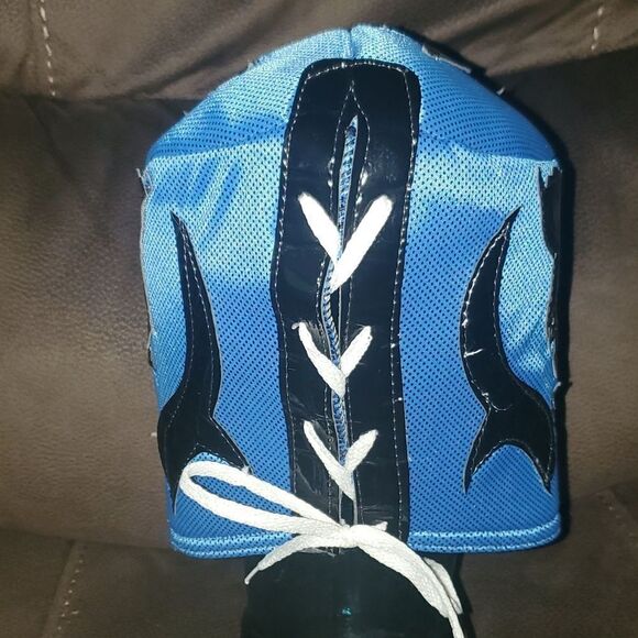 Lucha Libre Wrestling Mask Blue Black Nacho Libre - Picture 3 of 5